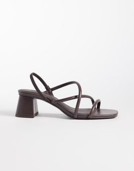 & Other Stories & Other Stories pure leather heeled strappy twist open toe sandals in dark brown