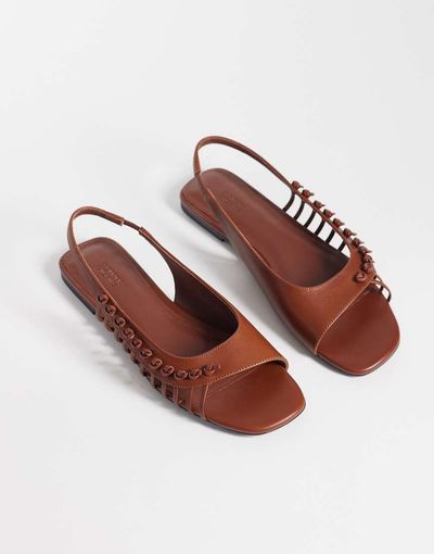 & Other Stories & Other Stories pure leather knot flat sandals in brown