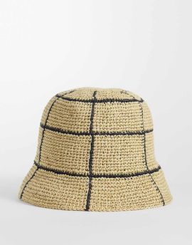 & Other Stories & Other Stories pure straw check bucket hat in beige-Neutral
