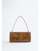 & Other Stories & Other Stories pure suede cracked leather shoulder flap bag with gold hardware in brown - 1