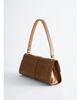 & Other Stories & Other Stories pure suede cracked leather shoulder flap bag with gold hardware in brown - 3