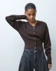 & Other Stories & Other Stories pure wool cuffed sleeve v neck fitted cardigan with buttons in dark brown - 1