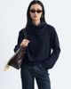 & Other Stories & Other Stories pure wool funnel neck sweater with drape shoulder detail in navy - 1