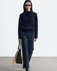 & Other Stories & Other Stories pure wool funnel neck sweater with drape shoulder detail in navy - 2
