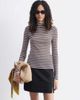 & Other Stories & Other Stories pure wool high neck long sleeve top in pink & burgundy stripes - 1