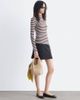& Other Stories & Other Stories pure wool high neck long sleeve top in pink & burgundy stripes - 4