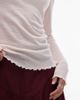 & Other Stories & Other Stories pure wool lettuce edge long sleeve top with thumbhole detail in white - 2