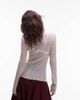 & Other Stories & Other Stories pure wool lettuce edge long sleeve top with thumbhole detail in white - 4