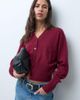 & Other Stories & Other Stories pure wool v neck fitted cardigan with cuffed sleeve in dark red - 1