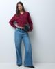 & Other Stories & Other Stories pure wool v neck fitted cardigan with cuffed sleeve in dark red - 2