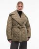 & Other Stories & Other Stories quilted belted long line jacket in dark khaki green - 1