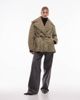 & Other Stories & Other Stories quilted belted long line jacket in dark khaki green - 3