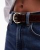 & Other Stories & Other Stories real leather croc mid waist belt with gold buckle in brown - 3