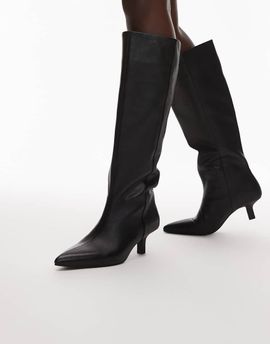 & Other Stories & Other Stories real leather high heeled knee boots with faux suede lining in black