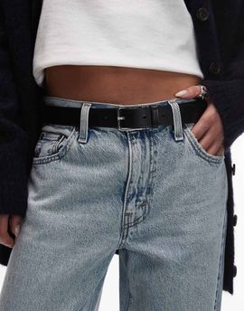 & Other Stories & Other Stories real leather square buckle belt in black