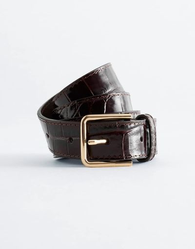 & Other Stories & Other Stories real leather square buckle belt in brown