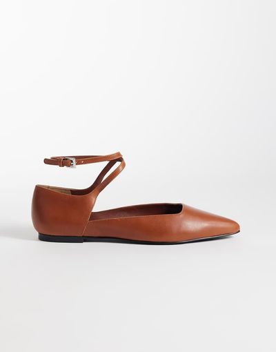 & Other Stories & Other Stories real leather strap ballet flats with real suede lining in brown