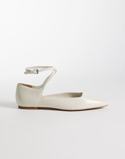& Other Stories & Other Stories real leather strap ballet flats with real suede lining in white