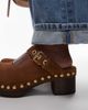 & Other Stories & Other Stories real suede wooden sole heeled clogs in cognac brown - 3