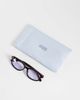 & Other Stories & Other Stories rectangle sunglasses in brown and blue tint lenses with linen pouch case-Black - 2