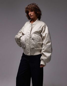 & Other Stories & Other Stories relaxed fit bomber jacket in beige neutral