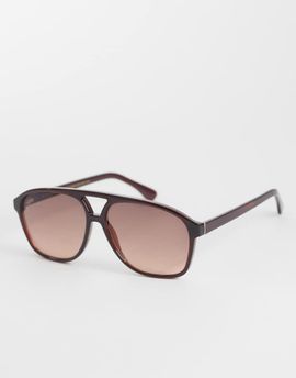 & Other Stories & Other Stories retro aviator sunglasses in dark brown with linen pouch case