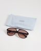 & Other Stories & Other Stories retro aviator sunglasses in dark brown with linen pouch case - 3
