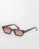 & Other Stories & Other Stories retro rectangle sunglasses in brown with linen pouch case - 1