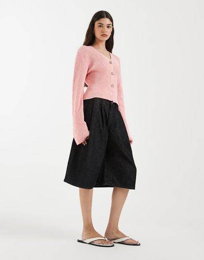 &Amp; Other Stories Ribbed Fitted Cardigan In Pink
