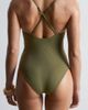 & Other Stories & Other Stories ribbed u front swimsuit in dark khaki-Green - 2
