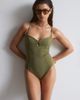 & Other Stories & Other Stories ribbed u front swimsuit in dark khaki-Green - 3
