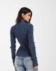 & Other Stories & Other Stories ribbed zip through funnel neck cardigan in acid wash navy - 4