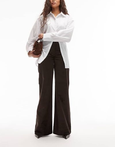 & Other Stories & Other Stories rich cotton flared velvet pants in dark brown