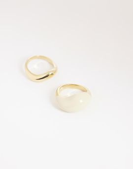 & Other Stories & Other Stories ring with large oval cream faux stone in gold tone