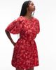 & Other Stories & Other Stories round neck mini dress with puff sleeves and detachable belt in red floral print - 2