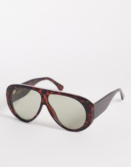 & Other Stories & Other Stories rounded aviator sunglasses in brown tortoise effect with pouch case
