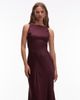 & Other Stories & Other Stories satin crepe midi dress with drape neck in burgundy wine-Red - 2