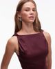 & Other Stories & Other Stories satin crepe midi dress with drape neck in burgundy wine-Red - 3