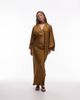 & Other Stories & Other Stories satin midaxi dress with deep v-neck and detachable scarf in brown - 1