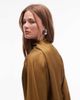 & Other Stories & Other Stories satin midaxi dress with deep v-neck and detachable scarf in brown - 2
