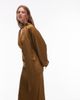 & Other Stories & Other Stories satin midaxi dress with deep v-neck and detachable scarf in brown - 4