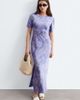 & Other Stories & Other Stories satin paisley print maxi dress with cut in waist and slit slide in purple - 4