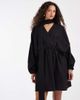 & Other Stories & Other Stories scarf detail linen look wrap mini dress in black - 3