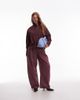 & Other Stories & Other Stories scarf neck blouse with volume sleeves in burgundy plum-Red - 1