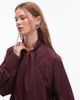& Other Stories & Other Stories scarf neck blouse with volume sleeves in burgundy plum-Red - 3