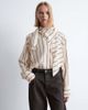 & Other Stories & Other Stories scarf neck blouse with volume sleeves in vintage beige stripes-Multi - 1