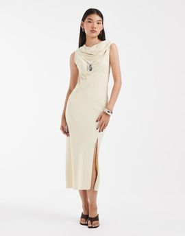 & Other Stories & Other Stories scarf neck midi dress in cream-Neutral