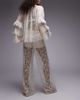 & Other Stories & Other Stories sheer lace pants with scalloped hem and fitted micro shorts in off white - 3