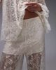 & Other Stories & Other Stories sheer lace pants with scalloped hem and fitted micro shorts in off white - 4
