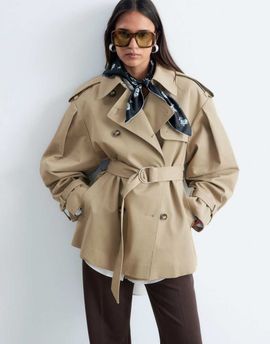 & Other Stories & Other Stories short cotton belted trench coat in beige-NEUTRAL